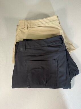 Lululemon Performance Golf Pants Lot 2 Black Khaki 36 Stretch Travel